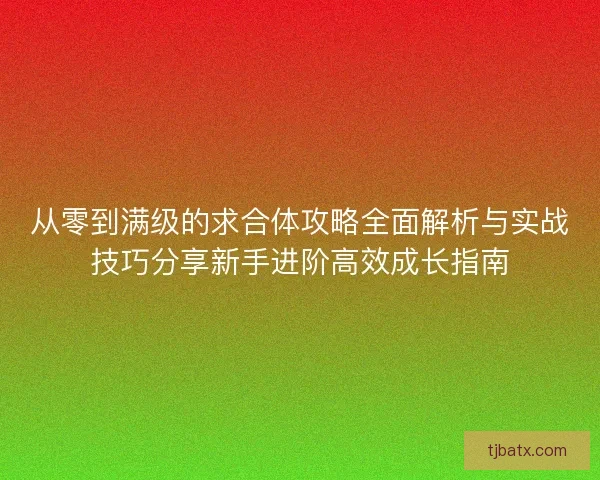 从零到满级的求合体攻略全面解析与实战技巧分享新手进阶高效成长指南