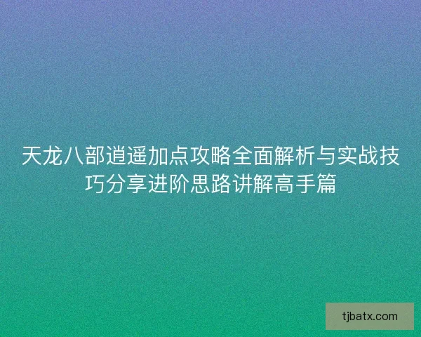 天龙八部逍遥加点攻略全面解析与实战技巧分享进阶思路讲解高手篇